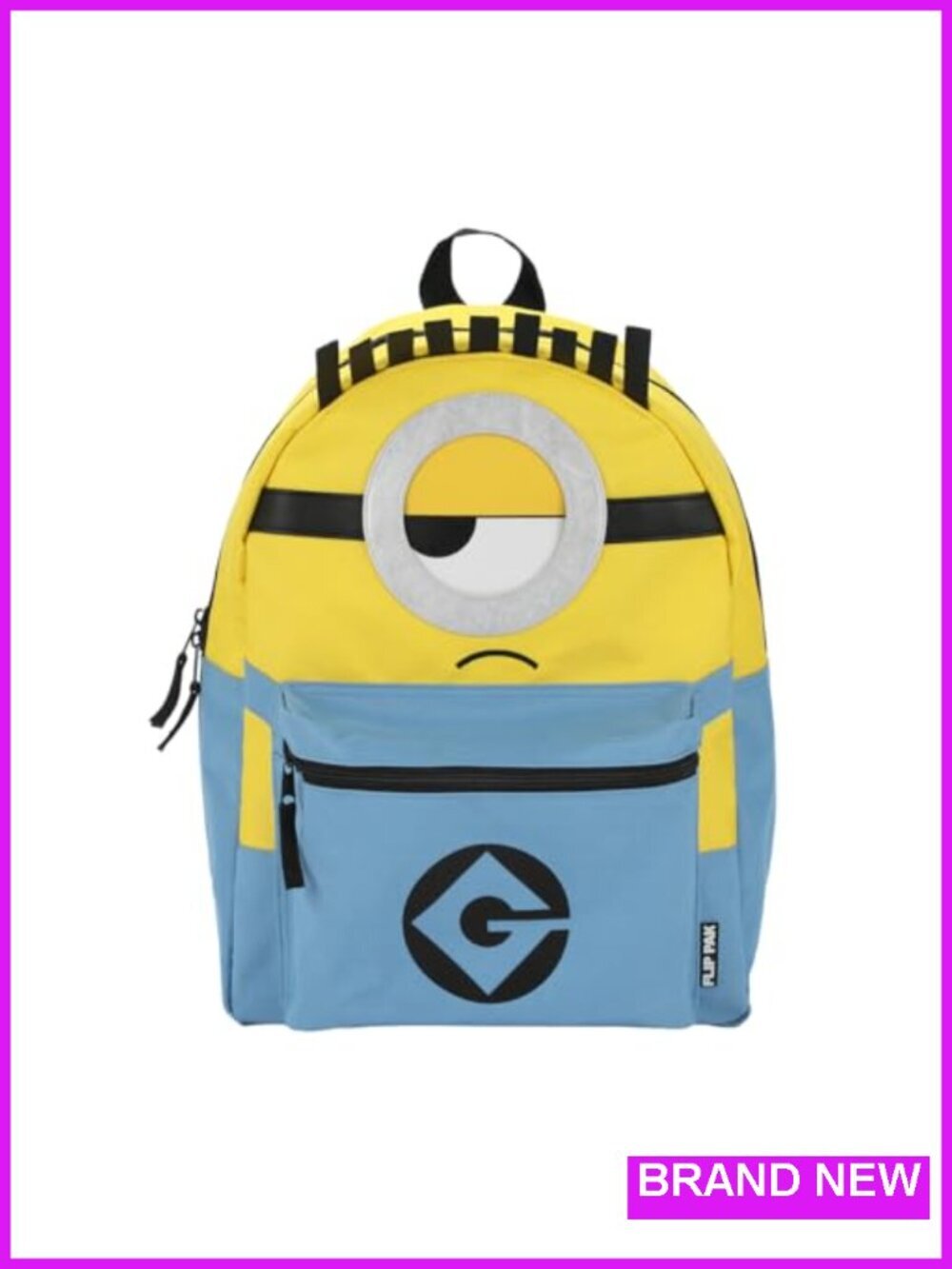 Minions Reversible 16.5" Backpack with Front Zipper Pocket, Adjustable Straps